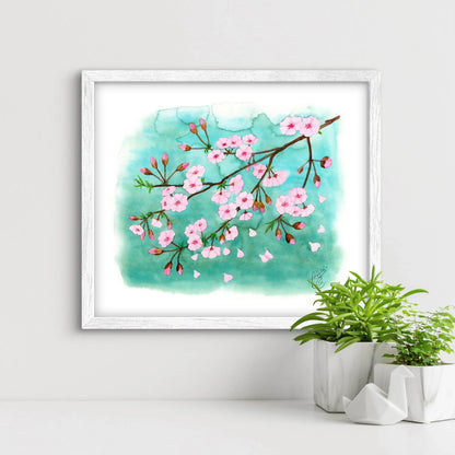 Sakura - Kirschblüten | Kunstdruck Frühlingsbild Aquarell - Carasusan