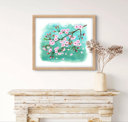 Sakura - Kirschblüten | Kunstdruck Frühlingsbild Aquarell - Carasusan