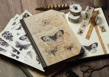 Dark Academia Journal Set | Notizbuch mit Punktraster, Stickerbogen und Washi-Tape - Carasusan