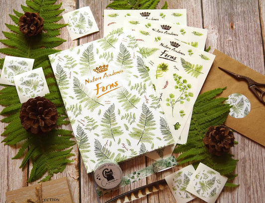 Bullet journaling set 'Botanical Illustrations Fern' with 72 matching stickers and washi tape