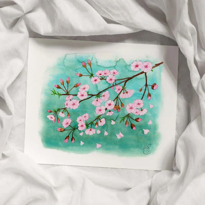 Sakura - Kirschblüten | Kunstdruck Frühlingsbild Aquarell - Carasusan