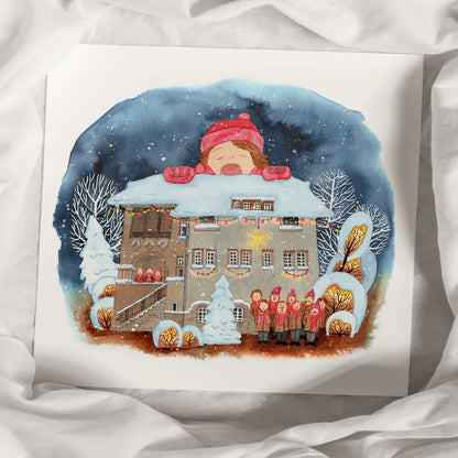 Aquarell 'Weihnachtssingen' - Kunstdruck - weihnachtliche Wanddekoration - Carasusan