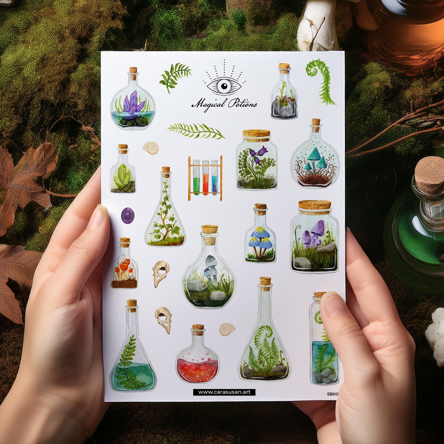 Witchy Sticker  - transparentes Aufkleber-Set mit magischen Tränken, geheimnisvollen Kristallen, Pilzen und Pflanzen aus dem Hexen-Atelier. Für Bulletjournaling, Planer-Deko, Scrapbooking und Geschenkverpackungen. Witchy Sticker Set - transparent stickers with magical Potions, crystals, mushrooms and herbs from the witches shelf. For bullet journaling, planner decoration and gift wrappings.