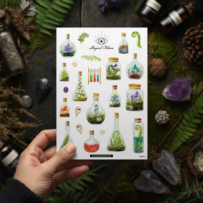Stickerbogen Magical Potions | Din A5 | transparente Aufkleber mit Witchy Vibes für Journaling, Hexenbücher, Scrapbooking - Carasusan