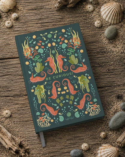 Seahorse Journal DIN A5 | Coastal Dot Grid Notebook for Travel Journaling & Summer Adventures