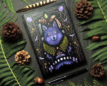 Notizbuch A5 Punktraster | Dark Forest Magic | Lunar Wolf - Carasusan