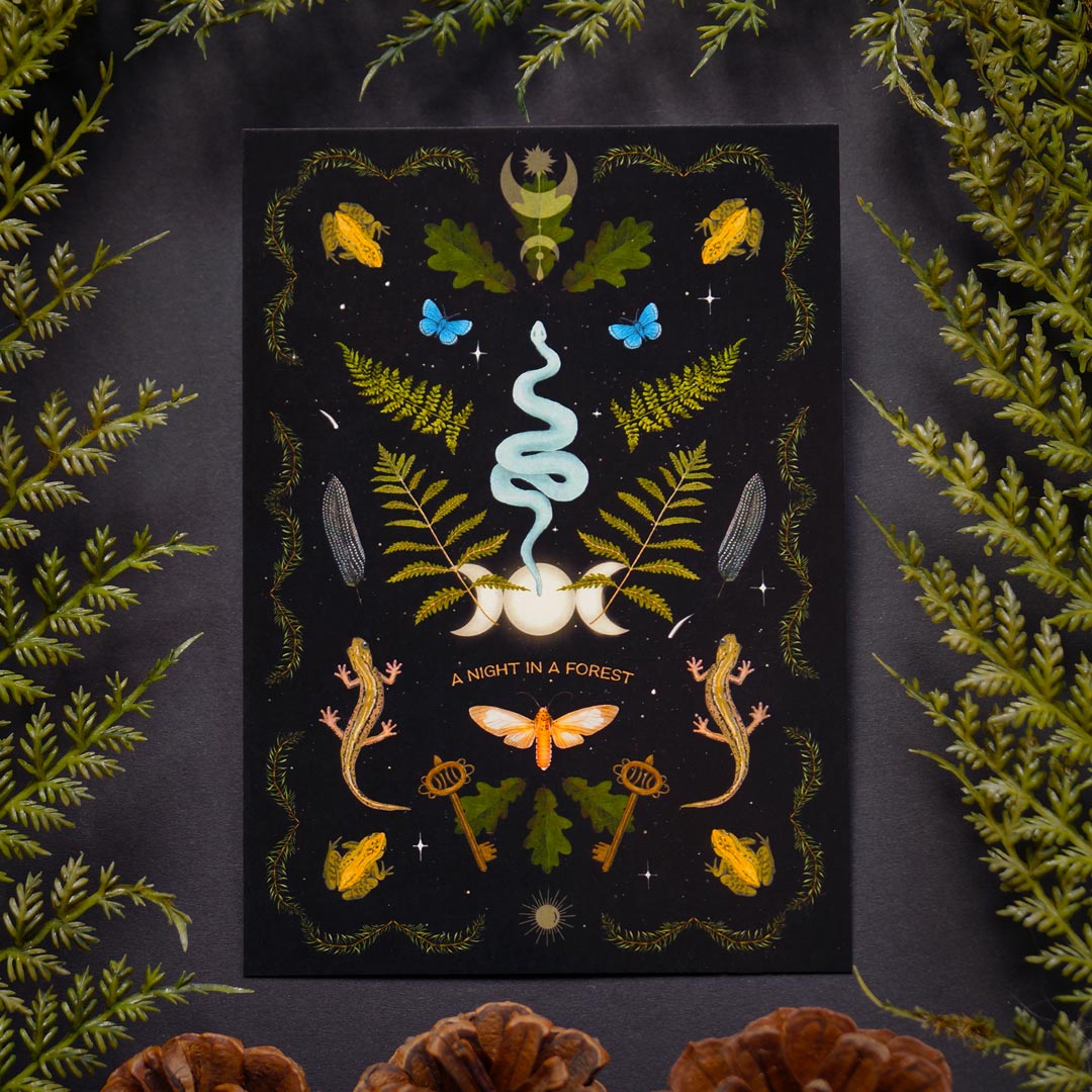 Witchy Postcard Dark Forest Magic