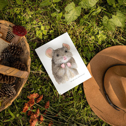 Postkarte „Ich bin eine Optimistin!“ – niedliche Maus | Aquarell | Aufmunternder Gruß & Mutmacher Karte - Carasusan