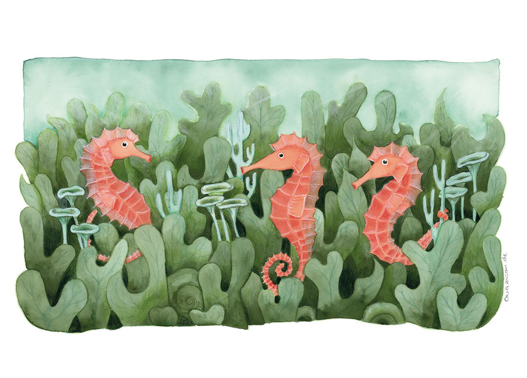 Postcard Seahorses watercolor DinA6 | Cute animals | Maritime Card