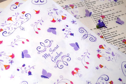 Stickerbogen Din A5 romantische lila Blumenranken - Journaling Zubehör und Boho Deko - Carasusan