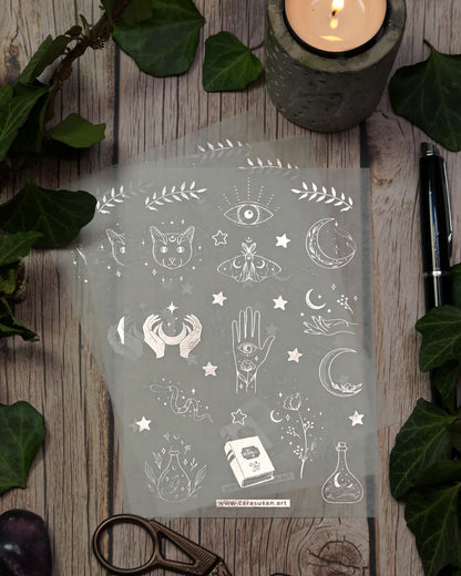 Washi-Sticker mit Silberfolien-Druck 'Magische Symbole' - Carasusan