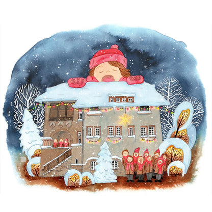 Aquarell 'Weihnachtssingen' - Kunstdruck - weihnachtliche Wanddekoration - Carasusan