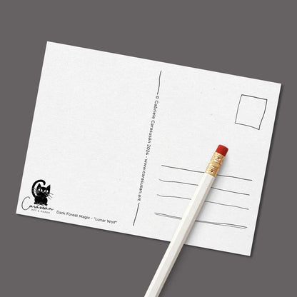 Postkarte Waldmagie Lunar Wolf | Witchy Gothic Aesthetic | Waldtiere, Hexendinge und Mondphasen | Wicca Geschenk für Freunde der Hexenkunst - Carasusan