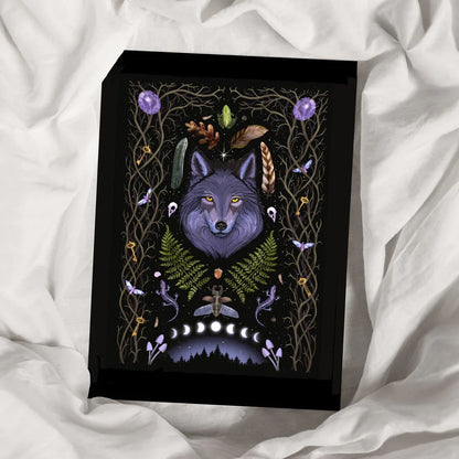 Art Print 'Lunar Wolf' | personalisierbar | Geburtstagsgeschenk Seelentier | Gothic Deko - Carasusan