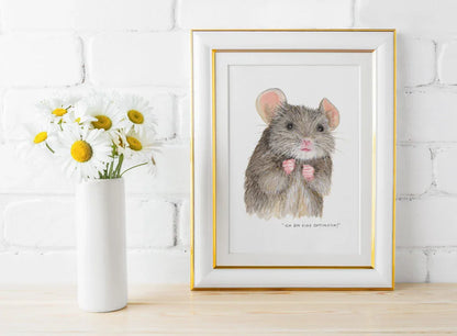 Niedlicher Kunstdruck mit süßer Maus und Spruch | Aquarell | Geschenk für beste Freundin | 14x17cm auf hochwertigem Aquarellpapier - Carasusan