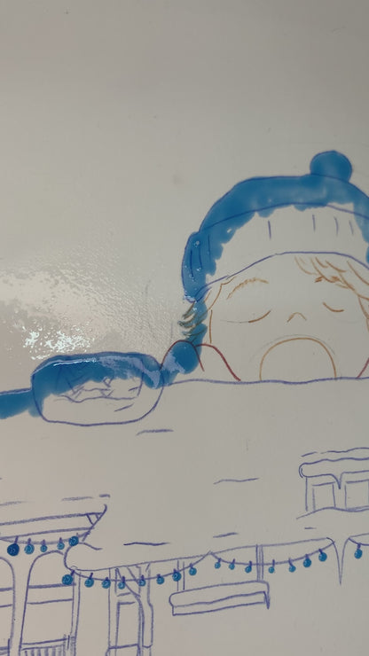 Watercolor painting process christmas singers