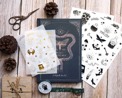 Dark Academia Journal-Set mit 120 Stickern und Washitape - Carasusan