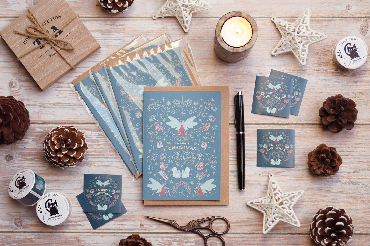 Christmas card 'Winter Elves' light blue DinA6 | set with envelope and letter seal | eco friendly