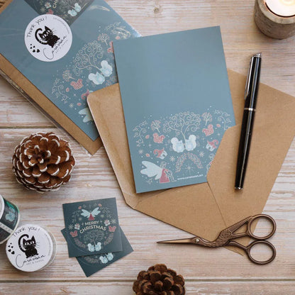 Weihnachtskarte 'Winterelfen' hellblau DinA6 | Set mit Umschlag und Briefsiegel | umweltfreundlich - Carasusan