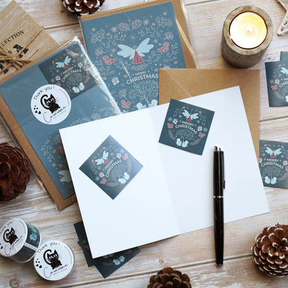 Weihnachtskarte 'Winterelfen' hellblau DinA6 | Set mit Umschlag und Briefsiegel | umweltfreundlich - Carasusan