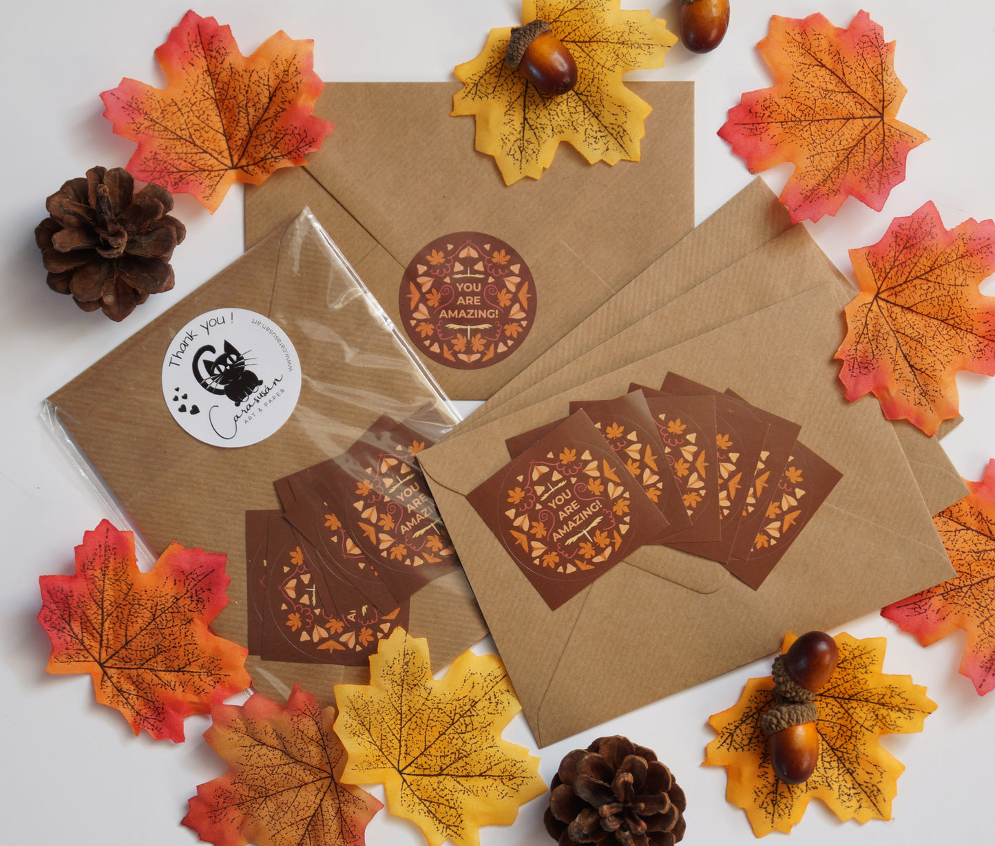Letter seal 'Autumn Leaves' | Autumn Sticker Pack with Kraft Paper Envelopes | environmentally friendly