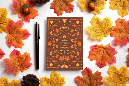 Herbstliche Postkarte mit Nachtfaltern und Herbstlaub 'You are amazing!' - Carasusan