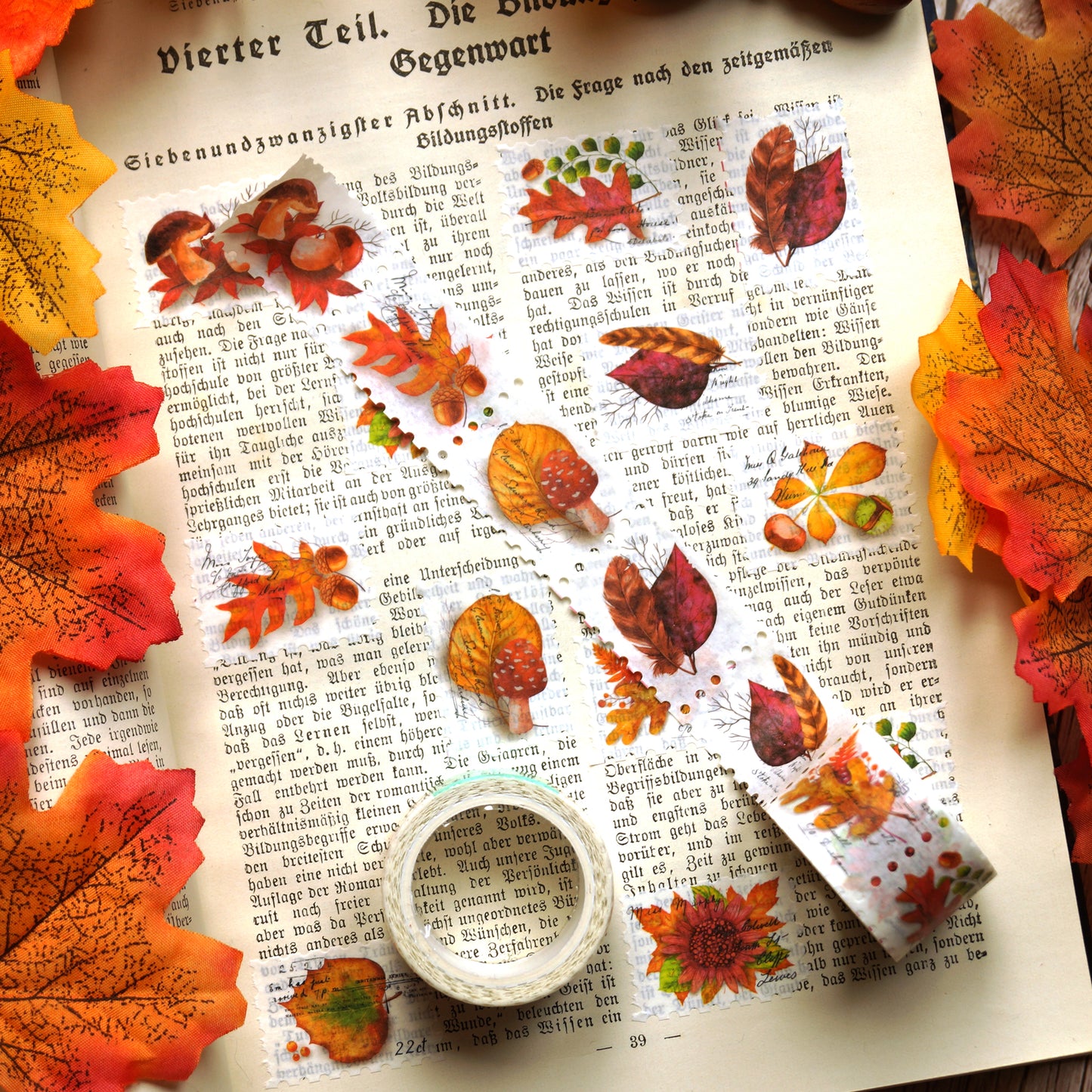 Washi Tape Stamps 'Autumn Leaves' Stickers