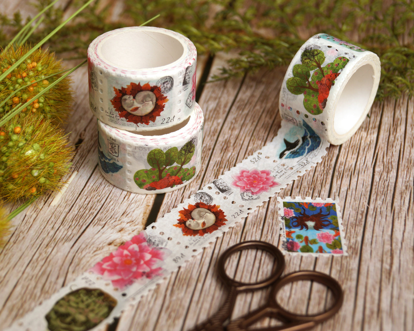 Washi Tape Stamps 'Whimsical Watercolor Illustrations' Stickers