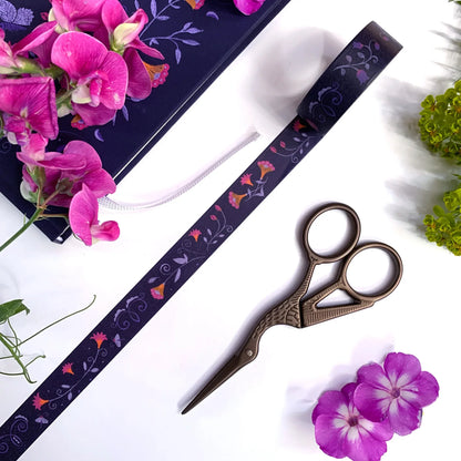 Washi-Tape mit Blumenmuster - Folklore violett - 10mx15mm - Carasusan