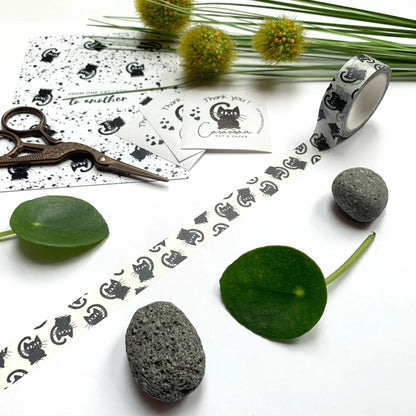 Washi-Tape 'Katzen' | schwarz-weiß | 10mx15mm - Carasusan