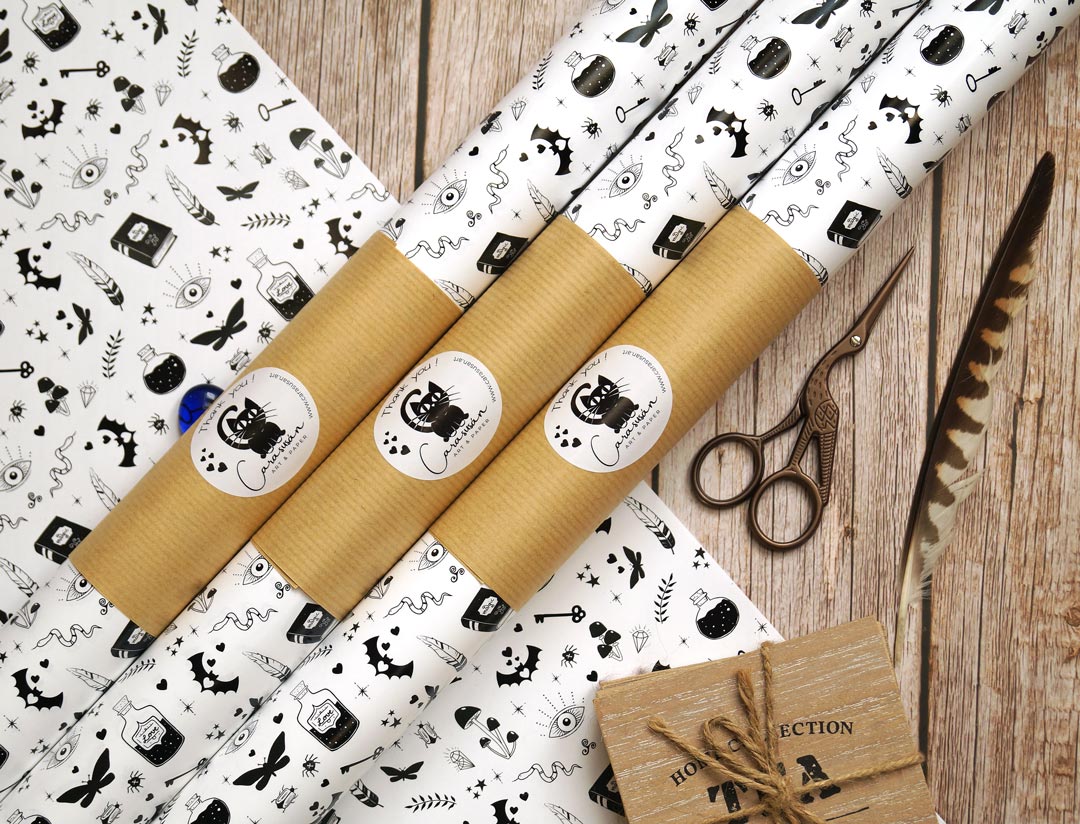 Wrapping paper with magic symbols 'Witchy Things' | 50x70cm | white