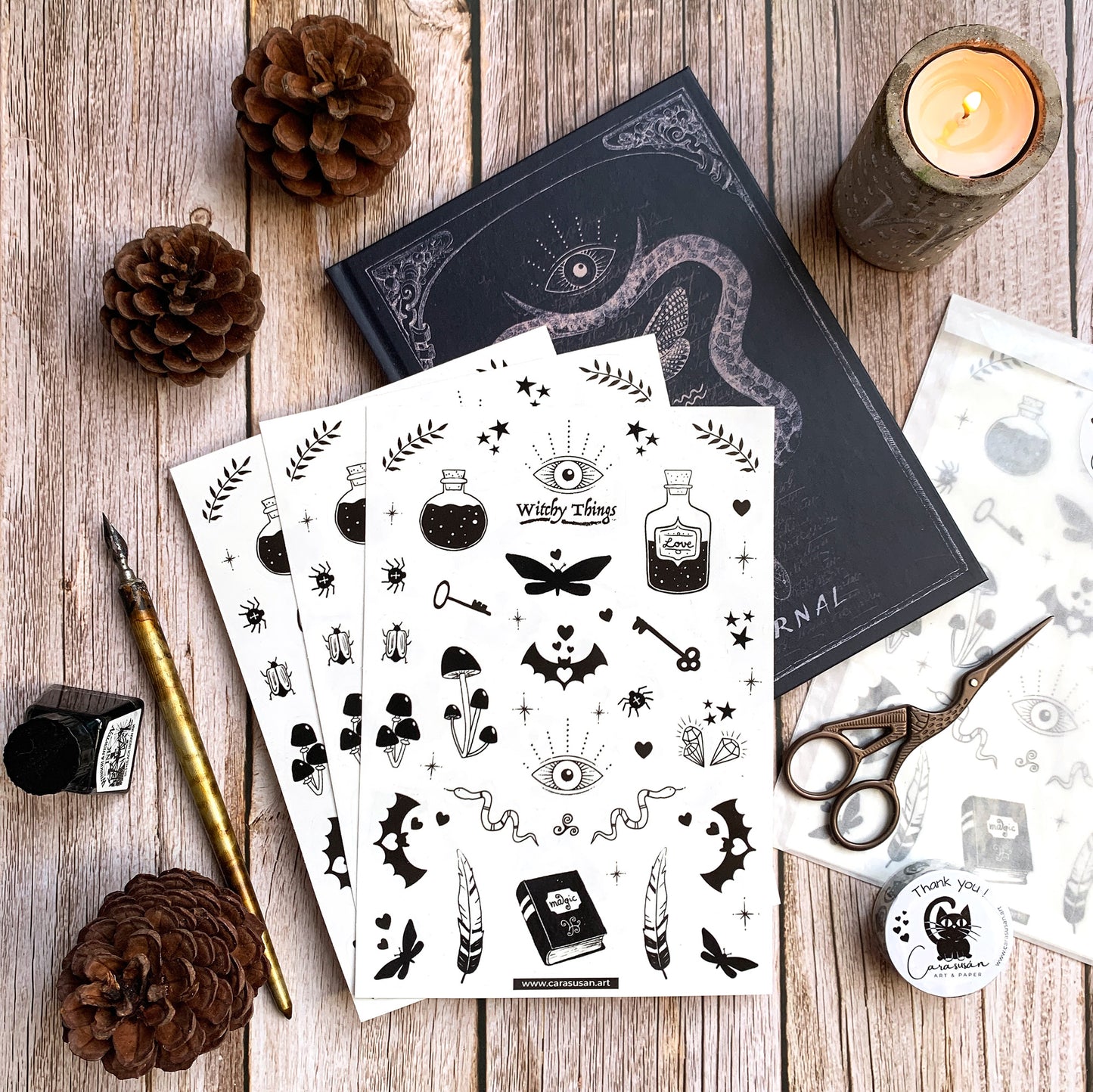 Stickerbogen 'Witchy Things' magische Illustrationen für Bullet Journaling, Deko und mehr