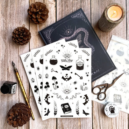 Halloween Stickerbogen 'Witchy Things' magische Illustrationen für Bullet Journaling, Deko und mehr - Carasusan