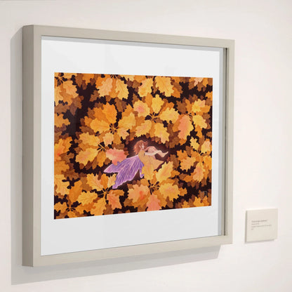 Herbstelfe - Herbstlicher Kunstdruck Aquarell- 37x29cm - handsigniert - Carasusan