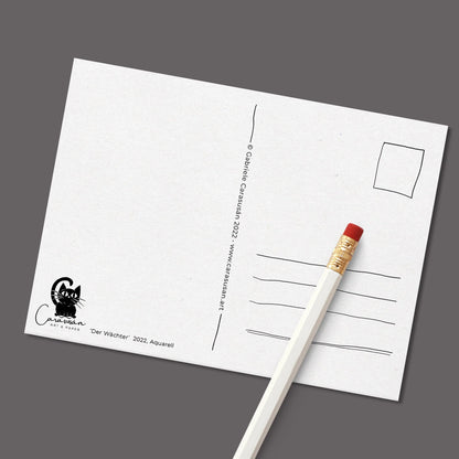 Winter Postkarte 'Winterlandschaft mit Hirsch' Aquarell - Carasusan