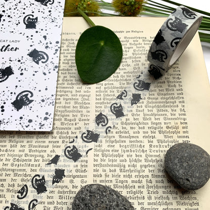 Washi-Tape-Set mit niedlichen Katzen | schwarz-gold und minimalistisch schwarz-weiß| 10mx15mm - Carasusan