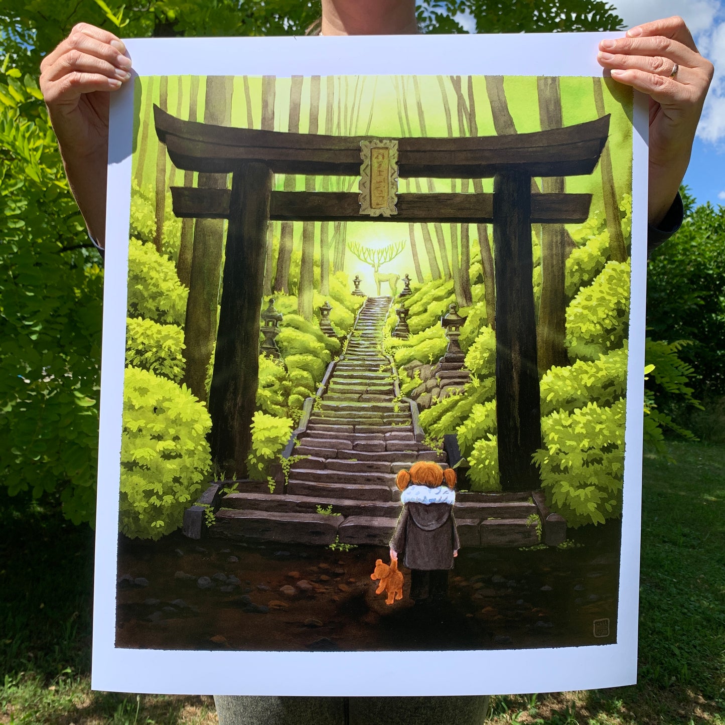 Watercolor 'Shinto Gate' extra large as a poster 50x60cm