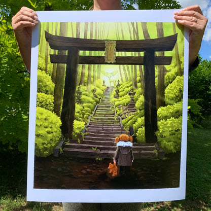 Aquarell 'Shinto Tor' extragroß als Poster 50x60cm - Carasusan