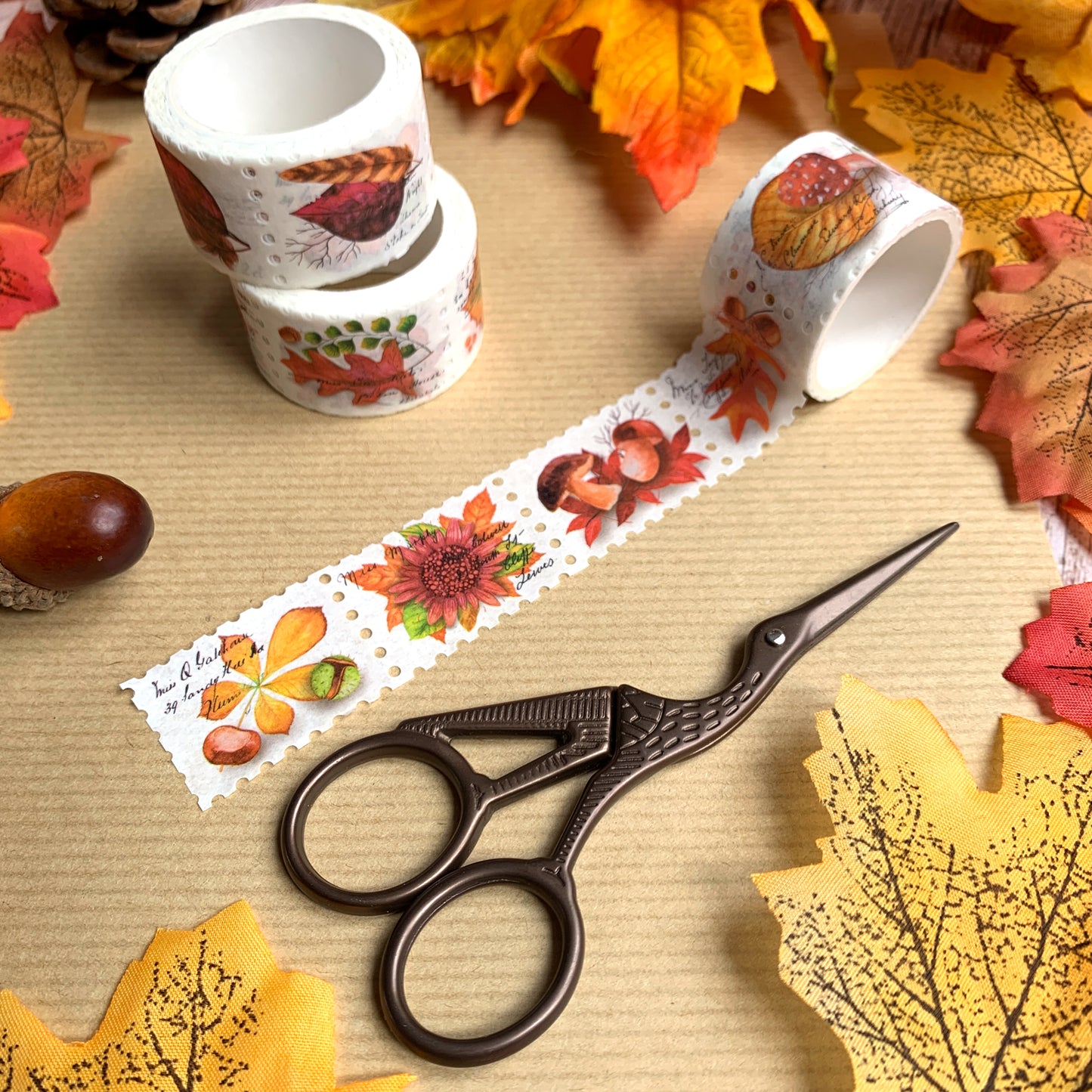 Washi Tape Stamps 'Autumn Leaves' Stickers