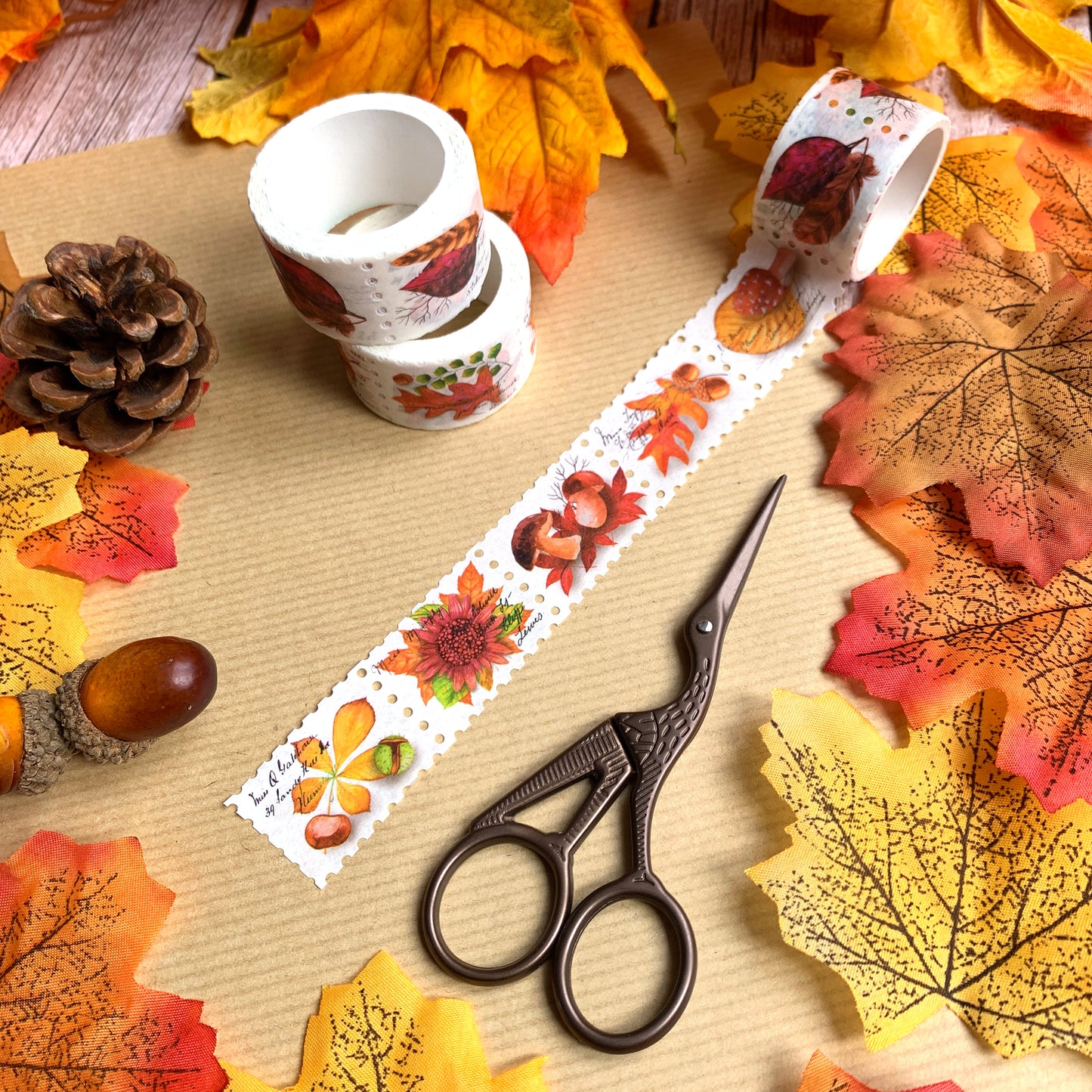 Washi Tape Stamps 'Autumn Leaves' Stickers