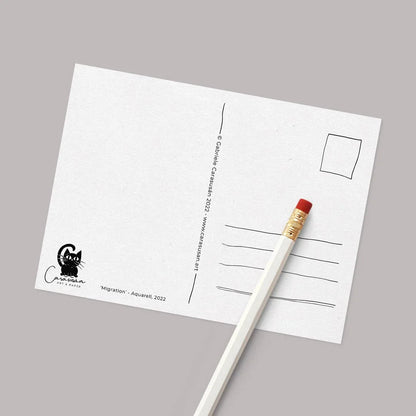 Postkarte 'Migration' Aquarell DinA6 | Galaxie und Manta-Rochen | Fantasy-Art - Carasusan