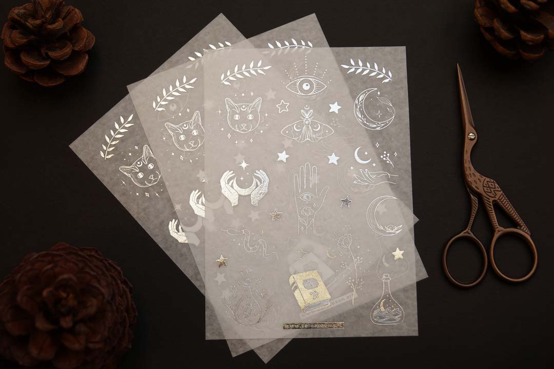 Washi-Sticker with silver foil 'Magical Symbols'