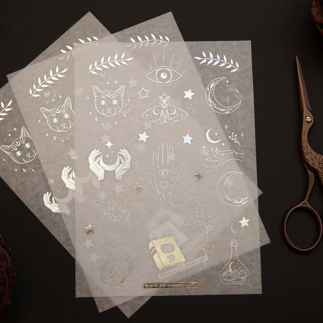 Washi-Sticker with silver foil 'Magical Symbols'