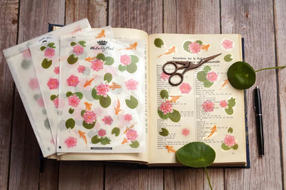 Stickerbogen 'Seerosen und Goldfische' umweltfreundliche Aufkleber - transparent | Din A5 | für Journaling und Scrapbooking - Carasusan