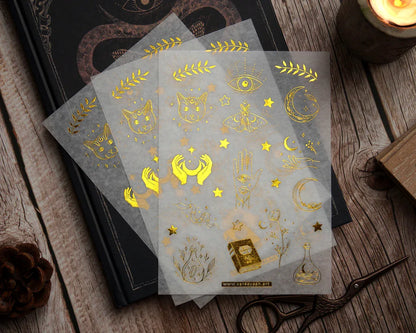 Washi-Sticker mit Goldfolien-Druck 'Magische Symbole' - Carasusan