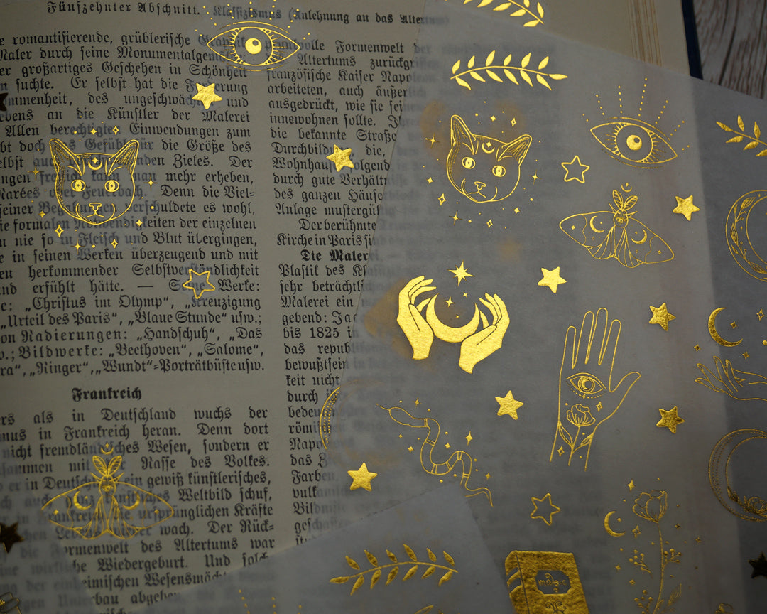 Washi-Sticker mit Goldfolien-Druck 'Magische Symbole'
