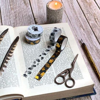 Washi-Tape-Set mit niedlichen Katzen | schwarz-gold und minimalistisch schwarz-weiß| 10mx15mm - Carasusan