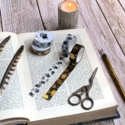 Washi-Tape-Set mit niedlichen Katzen | schwarz-gold und minimalistisch schwarz-weiß| 10mx15mm - Carasusan