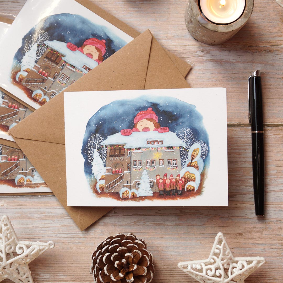 Christmas card 'Christmas Singers' with kraft paper envelope | DinA6 landscape format | eco friendly