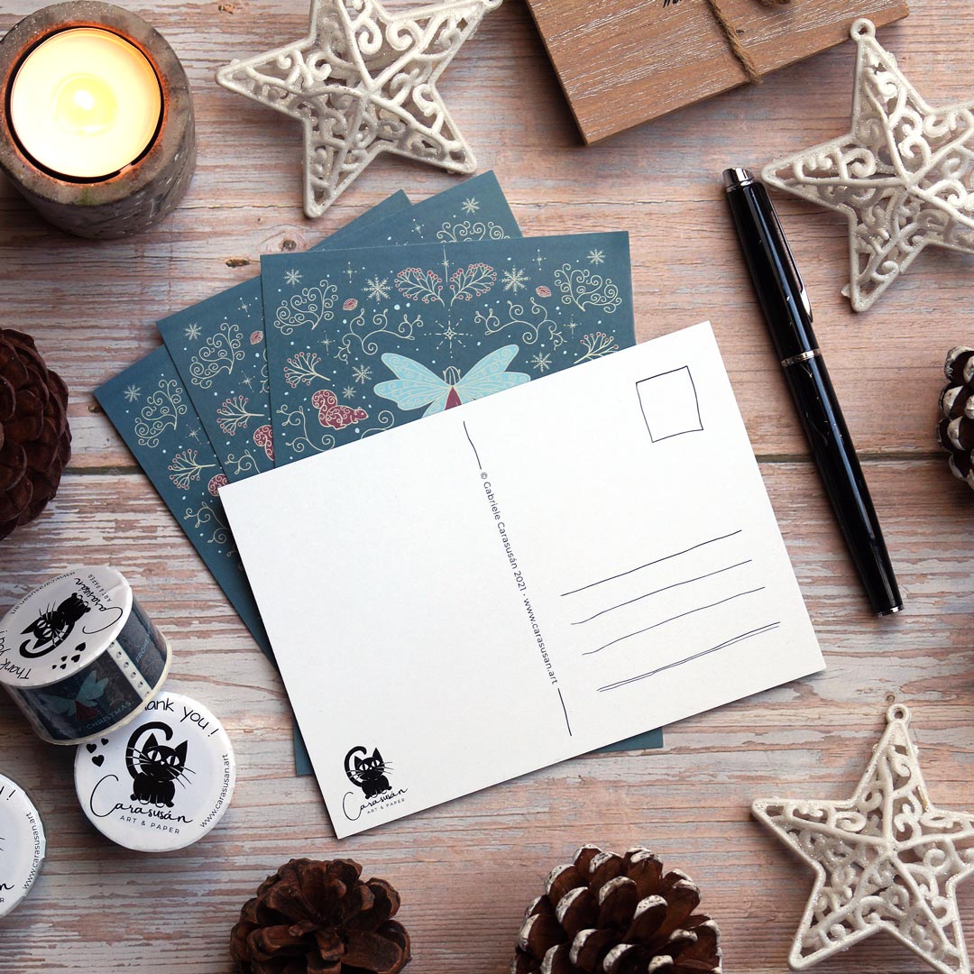 Christmas card 'Winter Fairies' | ice blue | Postcard Din A6